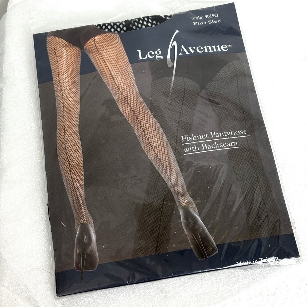 *LEG AVENUE #9015Q Fishnet Pantyhose w/ Backseam   NWT NOS